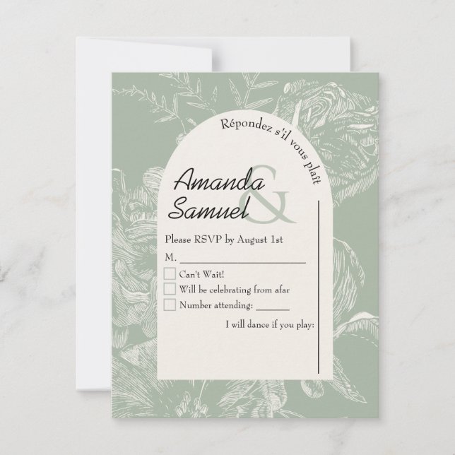 Line Drawn Arched Wedding RSVP Card (Front)