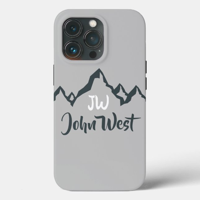 Line drawn mountain range personalizable monogram Case-Mate iPhone case (Back)