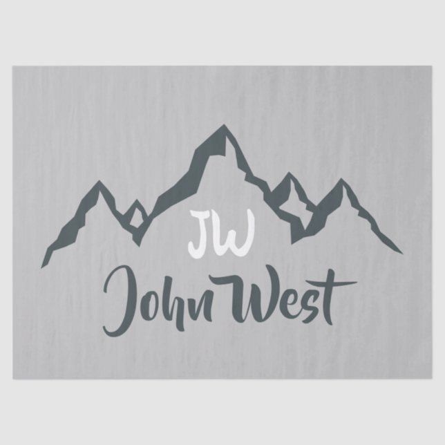 Line drawn mountain range personalizable monogram tissue paper (Front)