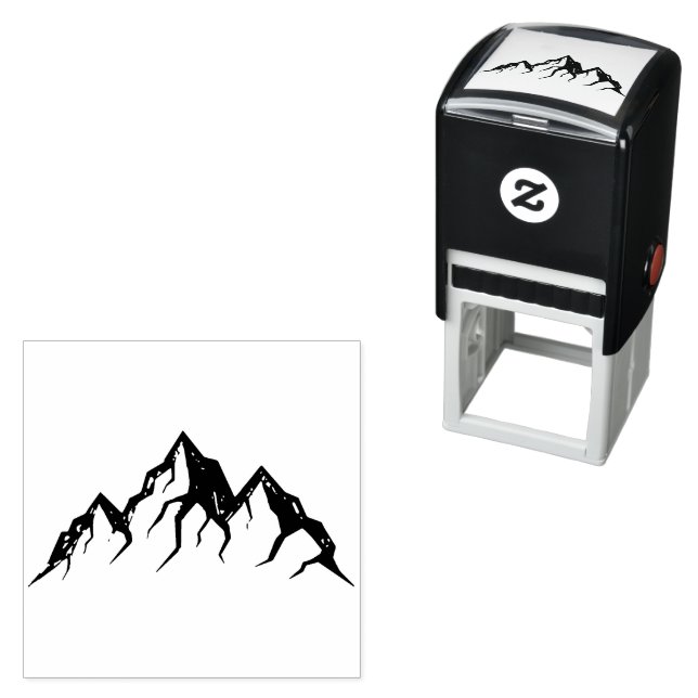 Line Drawn Mountain Rustic Wedding Stationery Self-inking Stamp (In Situ)