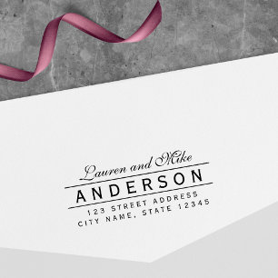 Line Elegant Couple Name Return Address Self-inking Stamp