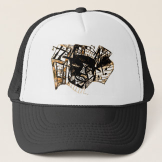 line face white trucker hat