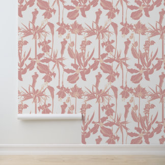 Line garden and tropical flowers. wallpaper