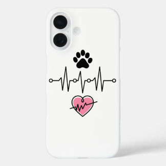 Line Heart paws lovers iPhone 16 Case