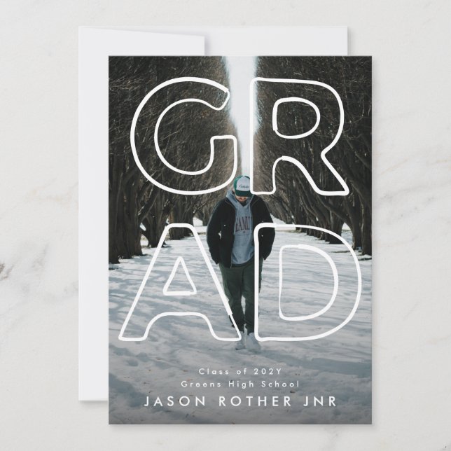 LINE HOLLOW GRAD | Contemporary Photo Announcement (Front)