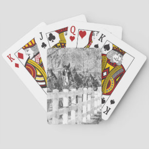Line of Amish Horses Black and white Playing Cards