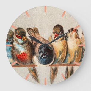 Line of Birds & Dove Large Clock