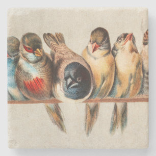 Line of Birds & Dove Stone Coaster
