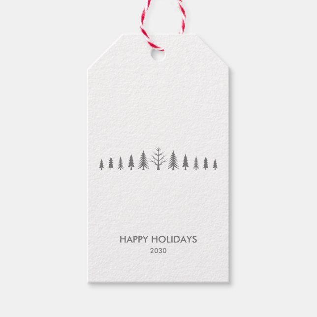 Line of Christmas trees Gift Tags (Front)