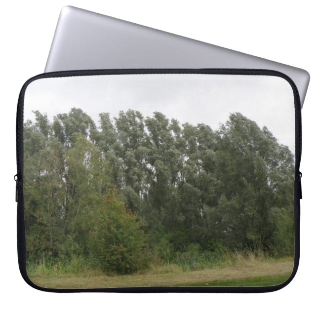 Line of Leaning Trees Landscape Laptop Sleeve (Front)