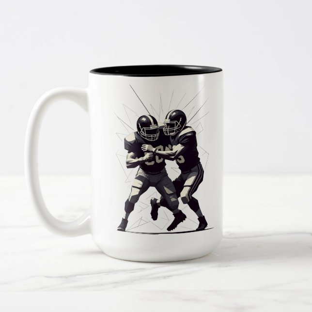 Line of Scrimmage Clash Two-Tone Coffee Mug (Left)