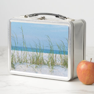 Line Of Sea Oats In White Sand Metal Lunch Box