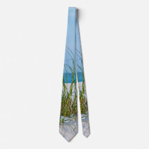 Line Of Sea Oats In White Sand Neck Tie