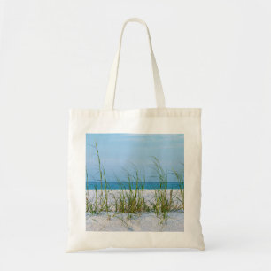 Line Of Sea Oats In White Sand Tote Bag