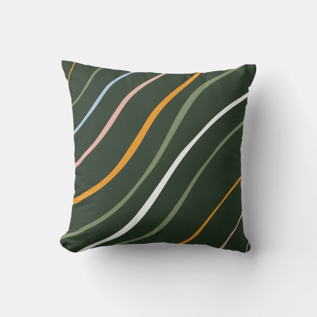 Line Pattern Design Geometric White Cushion (Front)
