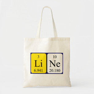 Line periodic table name tote bag