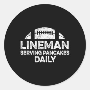 Line Serving Pancakes Daily Football Offensive Lin Classic Round Sticker