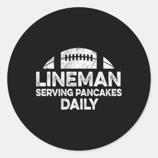 Line Serving Pancakes Daily Football Offensive Lin Classic Round Sticker