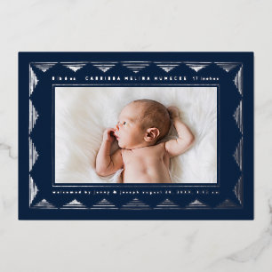 Line Triangle Pattern Photo Birth Announcement 
