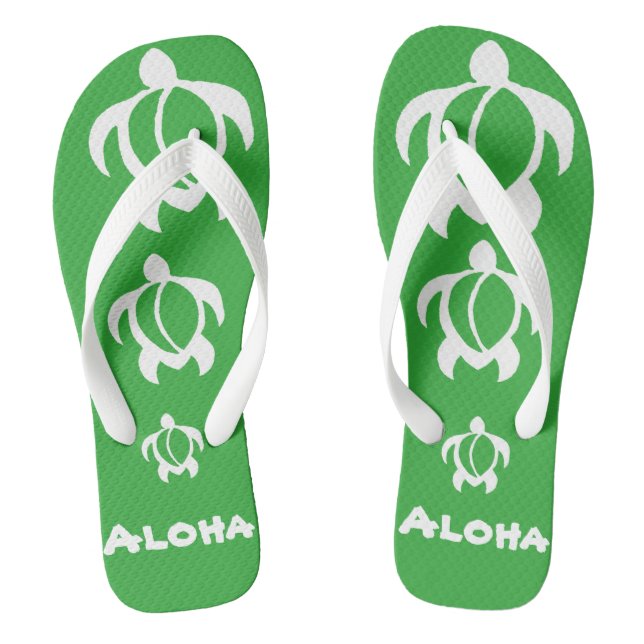 LineA "Aloha" White Honu Jandals (Footbed)