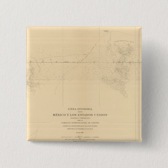 Linea Divisoria Entre Mexico 3 15 Cm Square Badge (Front)