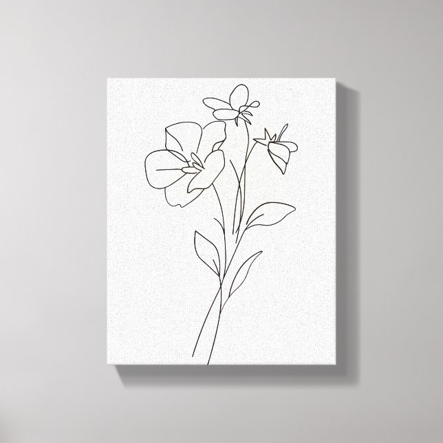 Lineal Art Drawing Flowers Simple Canvas Print (Front)
