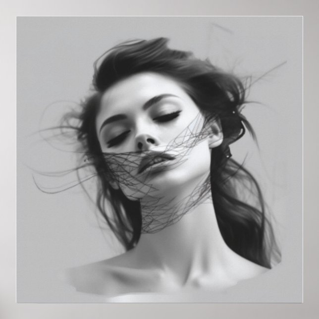 Lineal Art Drawing Woman's Body Poster (Front)