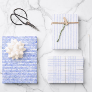 Linear Blue Lines And Stripes Pattern Papers Wrapping Paper Sheet