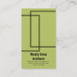 Linear Lines Business Card, Olive Green Card