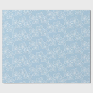 Linear Orchid   Elegant Floral Sky Blue Wrapping Paper