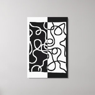 Linear Persuasion I: Abstract Black & White Canvas Print