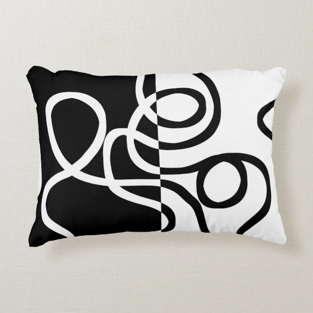 Linear Persuasion I: Abstract Black & White Decorative Cushion (Front)