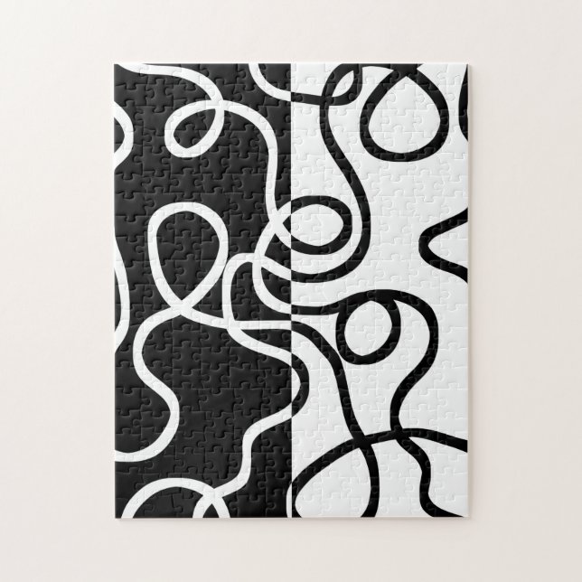 Linear Persuasion I: Abstract Black & White Jigsaw Puzzle (Vertical)
