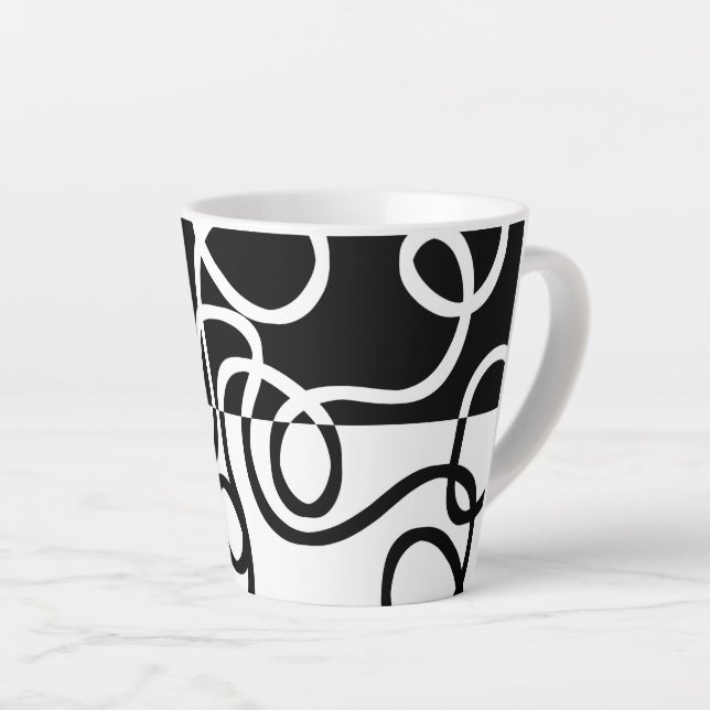 Linear Persuasion I: Abstract Black & White Latte Mug (Right Angle)