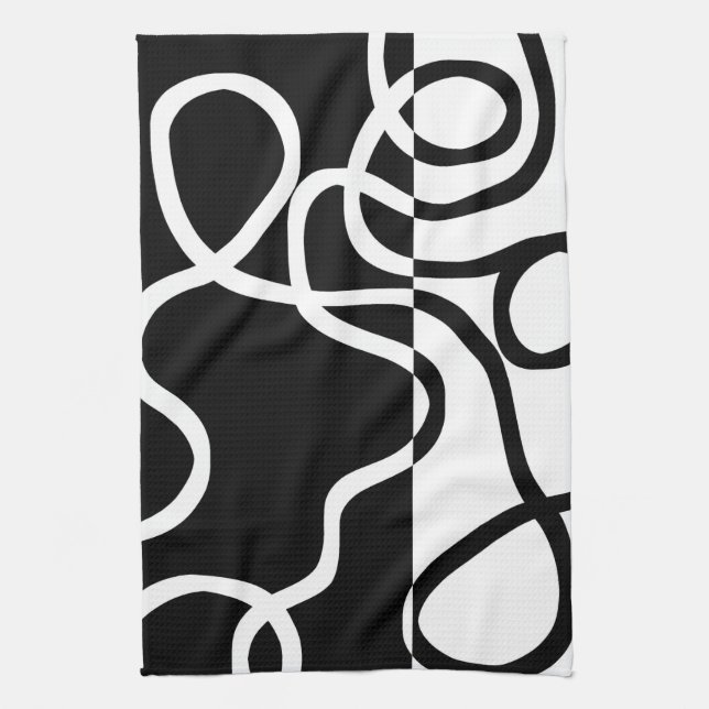 Linear Persuasion I: Abstract Black & White Tea Towel (Vertical)