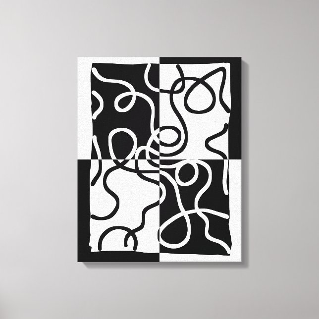 Linear Persuasion II: Abstract Black & White Canvas Print (Front)