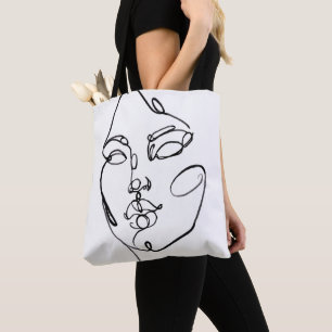 Linear Thoughts - Face Tote Bag