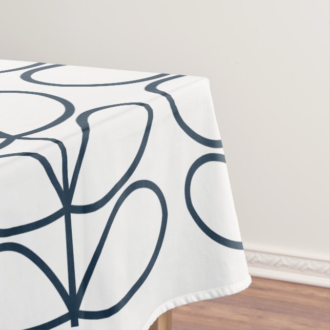 Linear Whale Blue Stem Pattern – Modern Retro Tablecloth (In Situ)