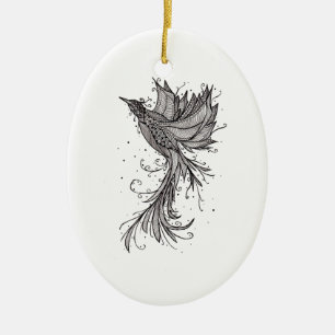 Lineart Phoenix Ceramic Ornament