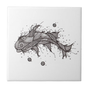 Lineart Whale Ceramic Tile