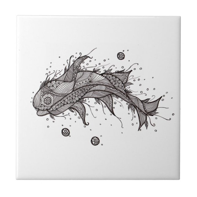 Lineart Whale Ceramic Tile (Front)