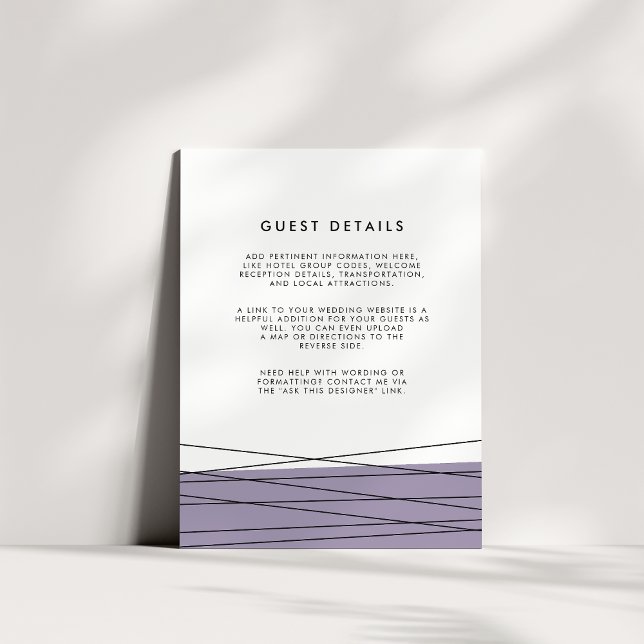 Lineation Wedding Guest Details Card | Grey Lilac (Creator Uploaded)