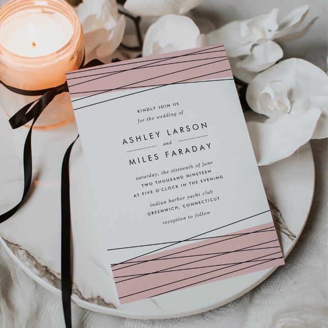 Lineation Wedding Invitation | Blush & Black (Creator Uploaded)