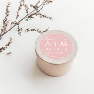 Lineation Wedding Monogram Stickers   Blush