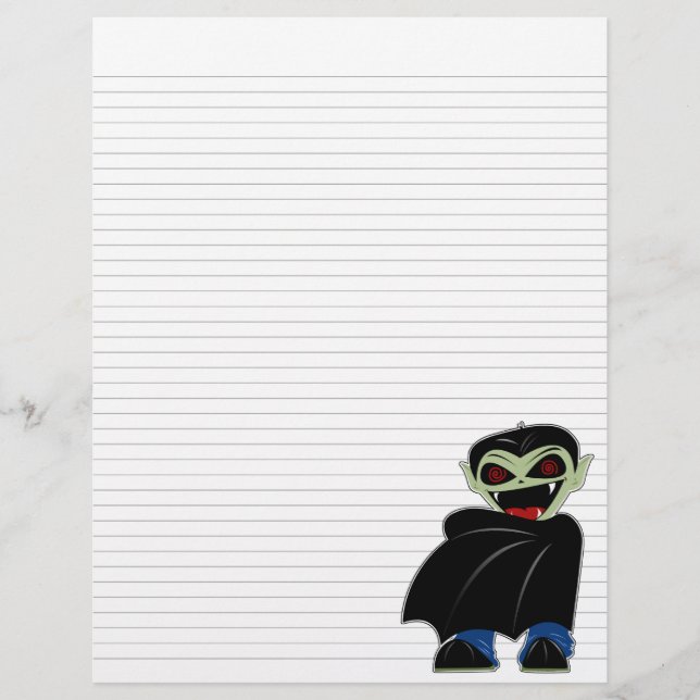 Lined Binder Paper Dracula Halloween Solid Black (Front)
