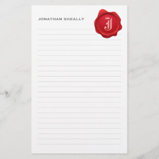 Lined Elegant Monogram Wax Personal Stationery