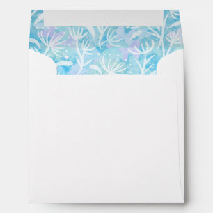Lined envelope with blue floral pattern.