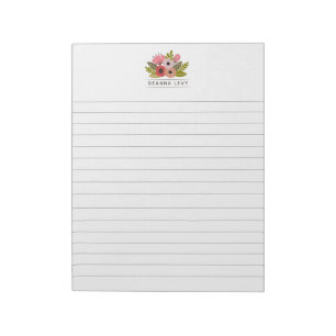 Lined Floral Bouquet Personalised Business Notepad