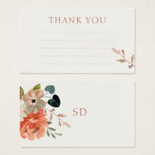 Lined Floral Wedding Thank You Note Enclosure Card