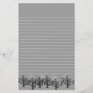 Lined Grey With Border of Dead Trees Stationery